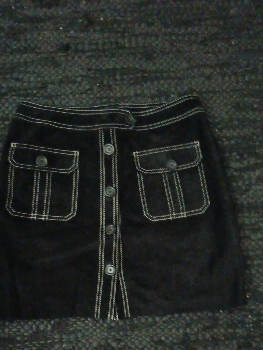 100% Leather Skirt INC Black Button Front Mini Skirt with Contrast Stitching 6